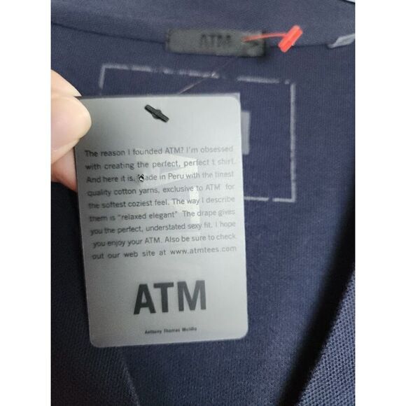 NWT ATM Anthony Thomas Melillo Blue V-Neck 100% Pima Cotton Shift Dress Small - Picture 6 of 11